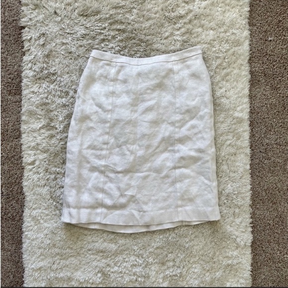 Dana Buchman Woven Linen/Acetate Zip Pencil Skirt White - Picture 1 of 8